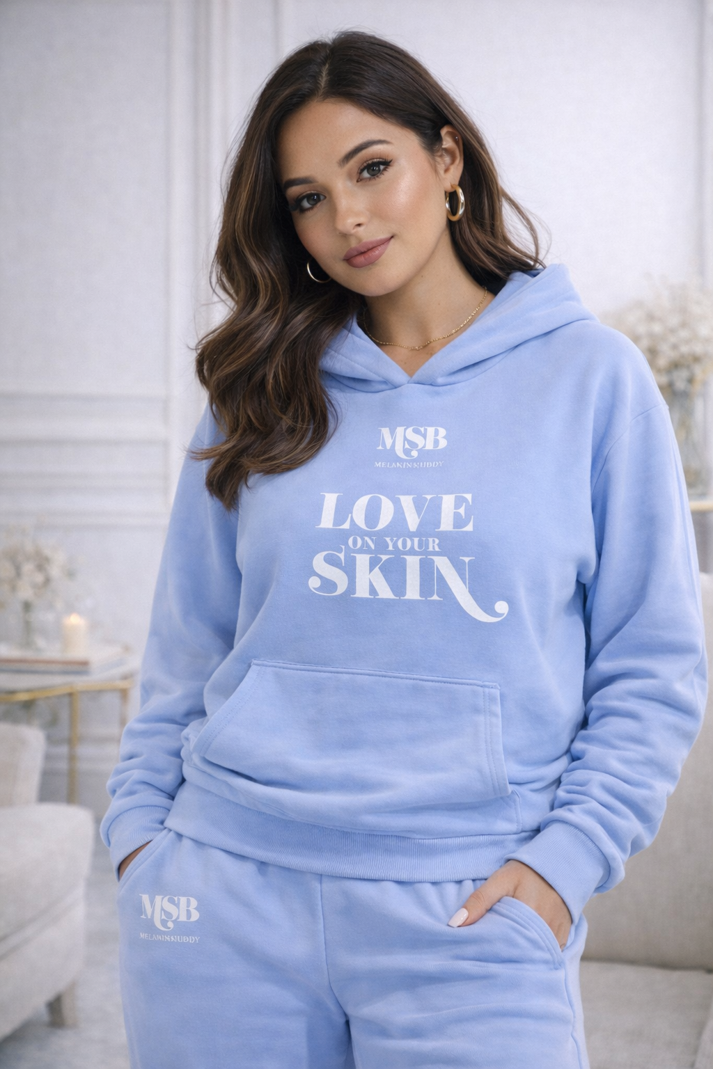 MSB 100% Cotton Hoodie Sweatsuit - Baby Pink