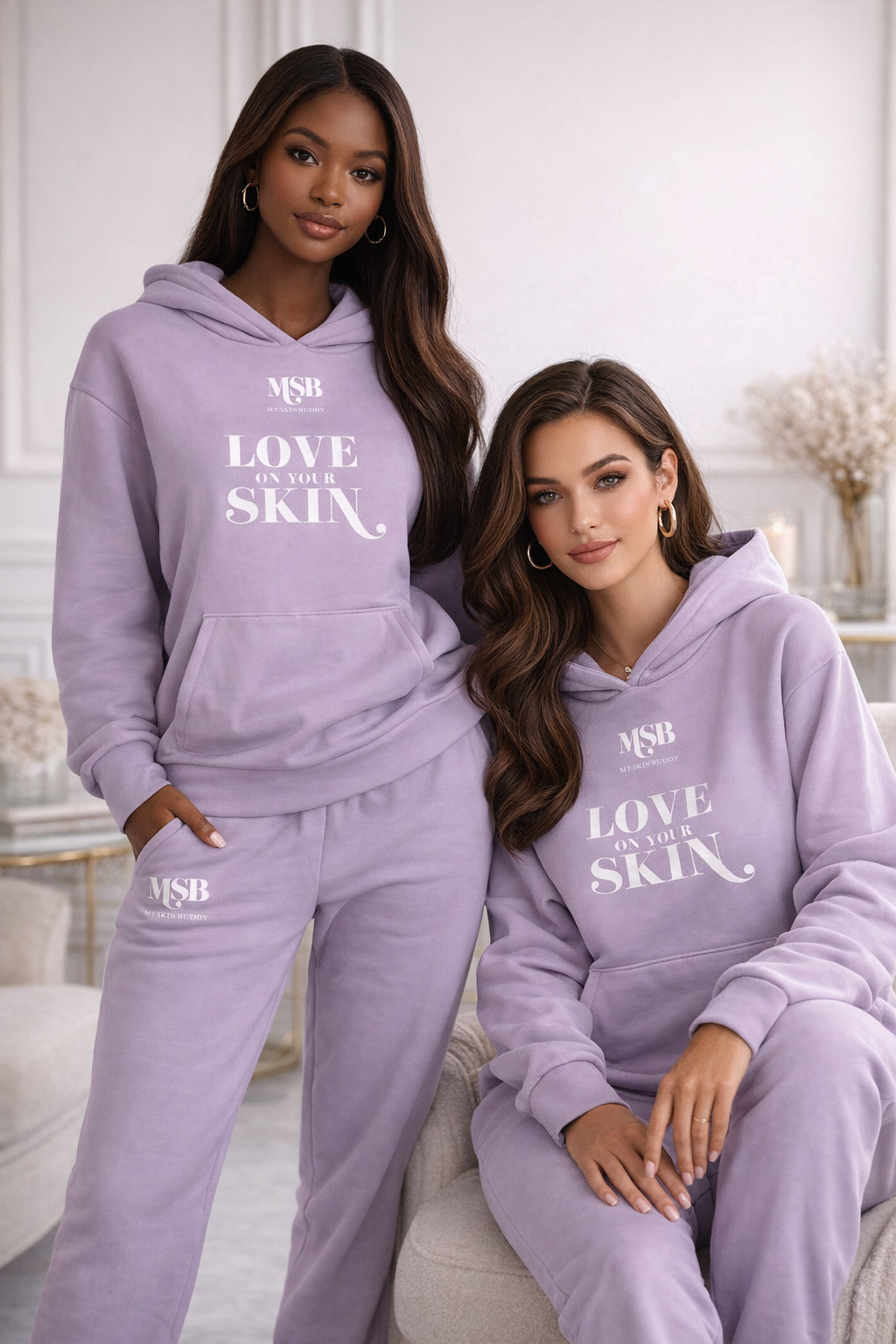 MSB 100% Cotton Hoodie Sweatsuit - Baby Pink