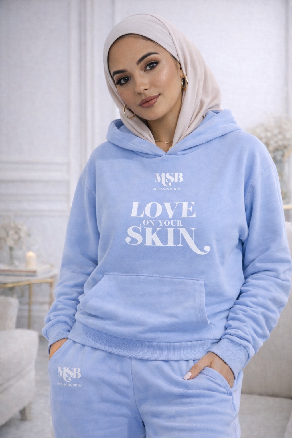 MSB 100% Cotton Hoodie Sweatsuit - Baby Pink